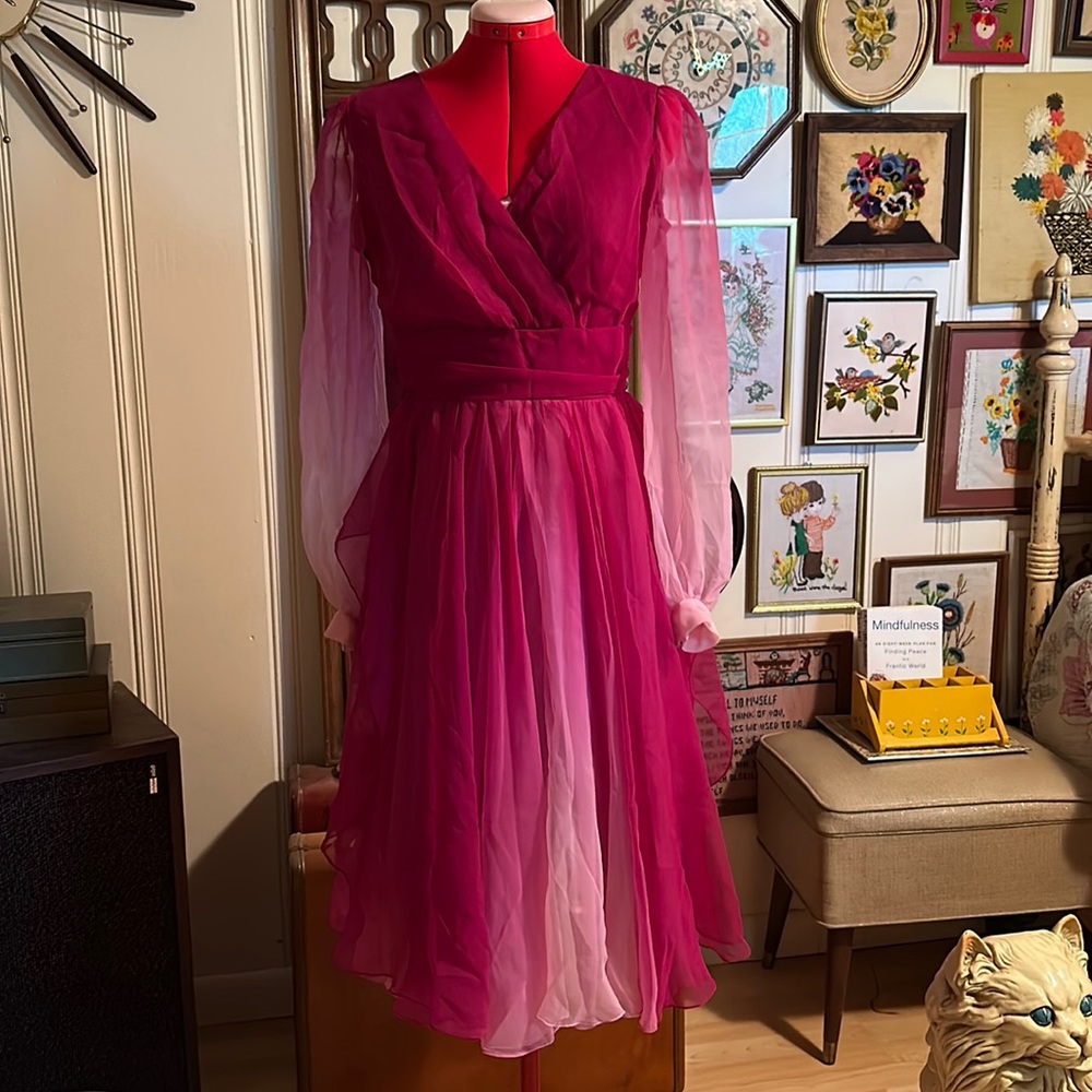 Vintage Pink Ombré Barbie movie Cocktail Dress